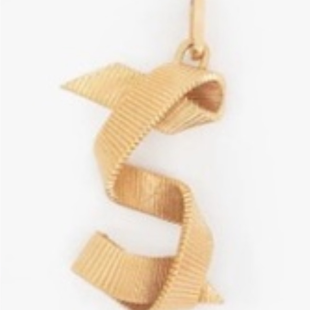 ISO Clare V, S initial Ribbon Charm Pendant